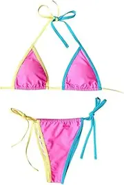 Patchwork Thong Micro Bikinis Women Sexy Bandage Bikini Set Push Up Padded Brazilian Swimwear High Waist Beachwear Swimsuit