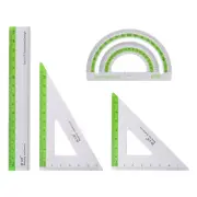 Geometry Set 15cm 8pcs Ink Printing Metal Ruler Set Green
