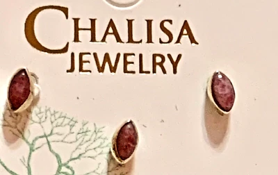 Pink Corundum Chalisa Sterling Pair Stud Earrings E-132