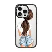 iPhone 16 Pro Impact Case Solitude Brunette (Girl in Jean Shorts Fashion Illustration Case)