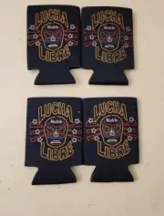 Set of 4 Modelo Lucha Libre Beer Cerveza Koozie Blue Brand New!