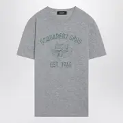 [Dsquared2] Grey Mélange T-shirt With Logo Print XL Grey