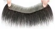 Black,2.2x15cm~L6cm,BeLongsYou Men Toupee Hairline Frontal Hairpiece Human Hair Skin Hair Replacement Wig for Covering Male Receding with 10Pcs Adhesive Tape Strips