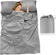 EXAOMBLE Travel Liner for Adults Lightweight Stylish and Portable Sleep Sack for Hotel Stays Camping Hiking and Backpacking Generous Grey
