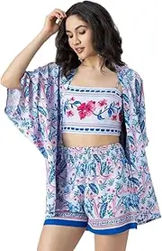 [Moomaya] Women's Printed 3 Piece Cord Set Vacation Co-Ords For Summer, Beach Wear