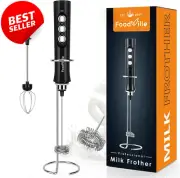 MF02 Rechargeable Milk Frother, Handheld Foam Maker, Stainless Whisk for Cappucc