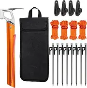 Tent Pegs for Camping | Outdoor Camping Ground Pegs Yard Stakes - Heavy Duty Multifunctional Metal Ground Anchors with Carrying Bag for Picnic