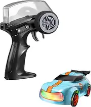 COOWIN Mini RC Drift Car with Cool Lights, 1:64 Rechargeable 2.4GHz Remote Control Car for Kids Adults (Blue)
