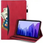 Case for Samsung Galaxy Tab A8 10.5 Inch 2021(SM-X200/SM-X205) , PU Leather Stand Folio Cover with Pen Holder , Protective Smart Cover Case for Samsung Galaxy Tab A8 2021 , Red