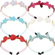 [Healvian] 6pcs Glitter Sequin Heart Butterfly Hairbands for Girls Non- Elastic Headbands Candy Colors for Festivals Parties and Everyday Wear