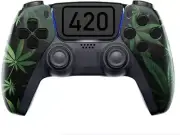 ModdedZone 420 BLACK Custom UN-Modded Controller Unique Design for PS5 OEM
