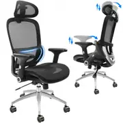 VEVOR Mesh Office Chair, Adjustable High Back Desk Chair with Mesh Seat, Angle and Height Adjustable Home Office Chair with Lumbar and Head Support, S