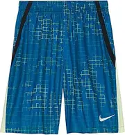 [Nike] Big Boys Dri-Fit Printed Training Shorts (Large, Green Abyss/Barely Volt)