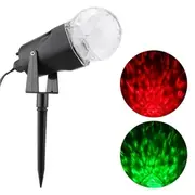 3W Rotating Crystal Ball LED Christmas Projection Stage Light Waterproof Outdoor Landscape Spotlight RED+GREEN US PLUG