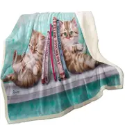 Funny Cute Cats Designs Books and Kittens Throw Blanket