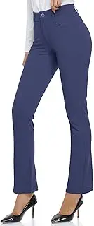 [HISKYWIN] Women Yoga Dress Pants Stretchy Work Pants Straightleg/Bootcut Office Slacks with Pockets for Business Casual Petite