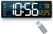 Digital Wall Clock Large Display,16.2 Inch,LED Digital Clock with Remote Control