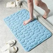 Non Slip Bath Mat Home Bath Mat Cobblestone Embossed Bathroom Carpet Water Absorption Non-Slip Memory Foam Absorbent Washable Rug Toilet Floor Mat Non Slip Mat (Color : Sky Blue, Size : 500MMx800MM