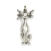 14k White Gold Cat Charm