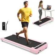 Advwin Walking Pad Treadmill, Under Desk Treadmill for Home, Compact Low Noise Portable Electric Walking Running Machine with LED Display, Pink