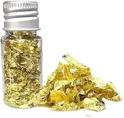 Gold Foil Flakes Edible Cake Decoration Gold Leaf Painting Arts DIY Gold Gilding Leaf Gold Flakes for Resin Gold Foil Flakes Gold Leaf Flakes Gold Leaf Edible for Cake