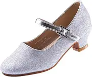 [EIGHT KM] Girls High Heel Dress Shoes Mary Jane Princess Wedding Party Pump Sparkle Glitter Shoes for Kids Toddler