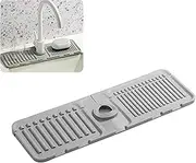 Premium Faucet Mat for Kitchen Sink – Upgraded Silicone Splash Guard with Quick Drying & Dish Soap Sponge Holder, Ideal for Stone Sinks in Kitchen & Bathroom (Gray, 1 Pack)
