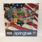 NEW Puzzle USA State Plates Springbok Made In USA 1000 Pcs 24"X30" NIB 33-10666