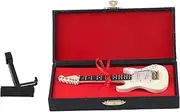 Respicefinem Mini Exquisite Guitar Model Musical Instrument Decorative Handicraft Ornament for Home Office Decoration Made of Hemu Plastic and Metal Ideal As Gifts for Music Lovers