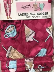 Women's Mocha Coffee Sleeper Jogger Pants Pink Women 3x (22w-24w) New Pjs