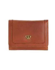 Pierre Cardin Ladies Leather Snap Button Tri-Fold Wallet in Cognac