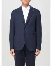 Luigi Bianchi Mantova Unstructured Linen Blazer Men Blue
