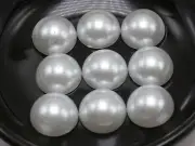 50 Ivory Pure White Half Pearl Bead 16mm Flat Back Semicircle Scrapbooking Craft