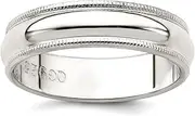 [JewelryWeb] 925 Sterling Silver Solid Polished Half Round Engravable 5mm Milgrain Band Jewelry Gifts for Women - Ring Size Options Range: H to Z