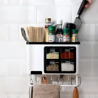 在飛比找momo購物網優惠-【JOEKI】壁掛式調味盒 廚房多功能收納架-CC0198(
