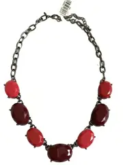 Ballet Brand Pink Burgundy Acrylic Gunmetal Tone Statement Bib Necklace Jewelry