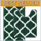 Fluffy & Absorbent Bathroom Rug Set - Machine Washable Geometric Mats (2 Pieces)