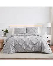 Southshore Fine Linens Pintuck Microfiber Duvet Cover Set Twin/Twin XL steel