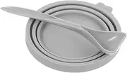 MINAOLULUS Silicone Pet Food Can Covers with Spoons Reusable Silicone Lids for Dog and Cat Food Storage Compatible with Cans Strong Grey Spoon