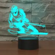 Skiing Shape 3D Colorful LED Vision Light Table Lamp, 16 colors remote Version