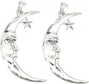 [KALLORY] 2pcs Diy Moon Charms Handmade Craft Pendant Diy Moon Hanging Ornaments Pendant Accessory