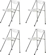 QMNUZCFD Folding Acrylic Chairs No Wobble Pack of 4, 150kg Capacity, Easy to Fold and Store Suitable for Indoor and Outdoor, Weddings, Parties, Restaurants, Meeting Rooms