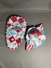 Handmade Crushed Walnut Shell Flower Pincushion and Scissor Holder Sewing Theme
