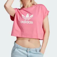 在飛比找蝦皮商城優惠-Adidas Short Tee 女款 粉色 短版 寬鬆 舒