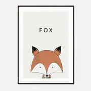 Galrie Charming Modern Minimalist Fox Art Print for Home Decor, Black Frame, A4 21 x 30cm (8 x 12inch)
