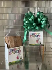 Easter Gift Basket/Box & 1/2 Pound of Lotus Biscoff Cookies Wrapped & Green Bow