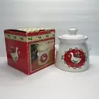 Vintage Christmas Goose Stoneware Cookie Jar Vermillion Holiday Duck Kitsch NIB