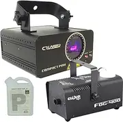 CR Laser Compact Pink 250mW Laser Disco Light Party Set Come with 400W Smoke Machine and 1L Liquid