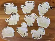 Farm Yard Animals Cookie Cutter & Embosser Cutter Set - Cow Tractor Barn Pig
