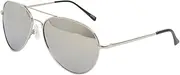 [Gravity Shades] Classic Premium Silver Mirror Lens Aviator Sunglasses + Free Micro Case